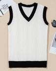 Veronica Eyelet Knit V Neck Sweater Vest