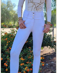 White Silicone grip Show breeches with Belt Loops