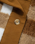 Checker Sherpa Button-Up Pocketed Cardigan