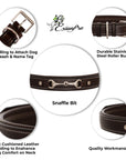 ExionPro Silver Snaffle Padded Leather Dog Collar - Blue Padding