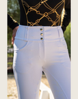 White Silicone grip Show breeches with Belt Loops