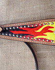 HILASON Western Horse Leather Headstall & Breast Collar Tack Set Flame