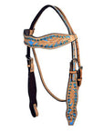Western Horse Headstall Tack Bridle American Leather Hand Paint Hilason
