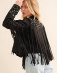Studded Fringe Open Western Jacket
