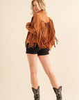 Studded Fringe Open Western Jacket