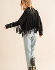 Studded Fringe Open Western Jacket