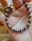 3 mm & 6 mm Sterling Silver Pearls bracelet