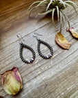 Smaller Sterling saucer Silver Pearls earrings teardrop - With Pink Conch