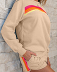 Colorblock Stripe Pullover and Shorts Set