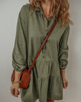 Ariana Puff Sleeve Buttoned Tiered Dress
