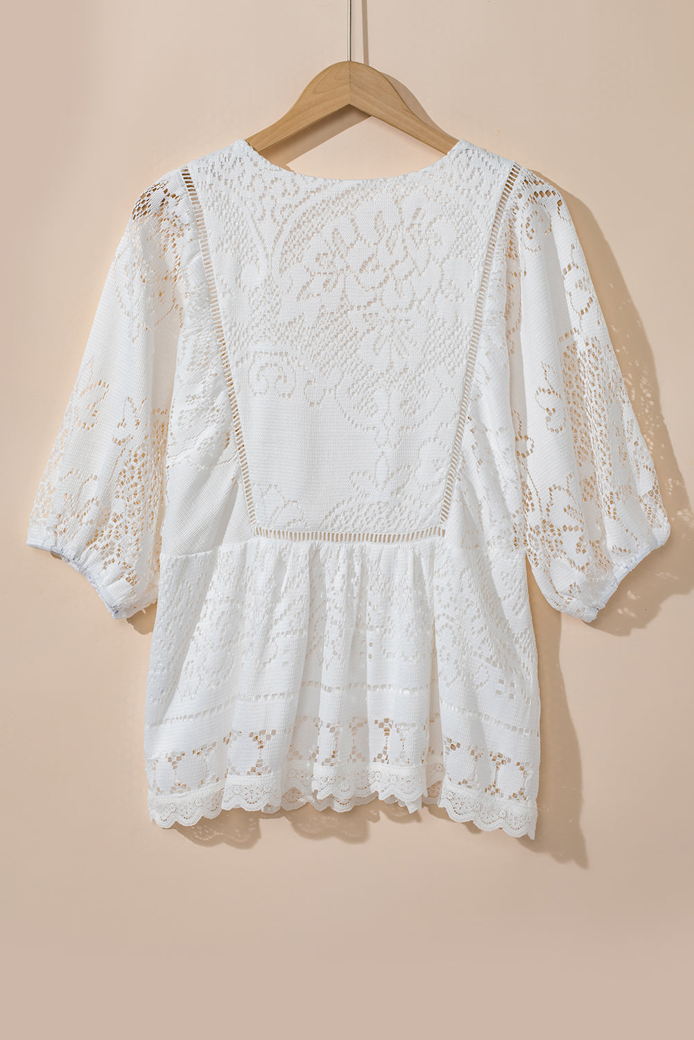 Julie Lace Crochet Hollowed Scallop Blouse