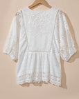 Julie Lace Crochet Hollowed Scallop Blouse