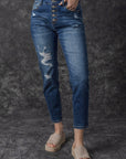 Bailee Distressed Button Fly High Waist Jeans
