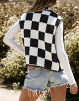 Checker Sherpa Collared Jacket Vest