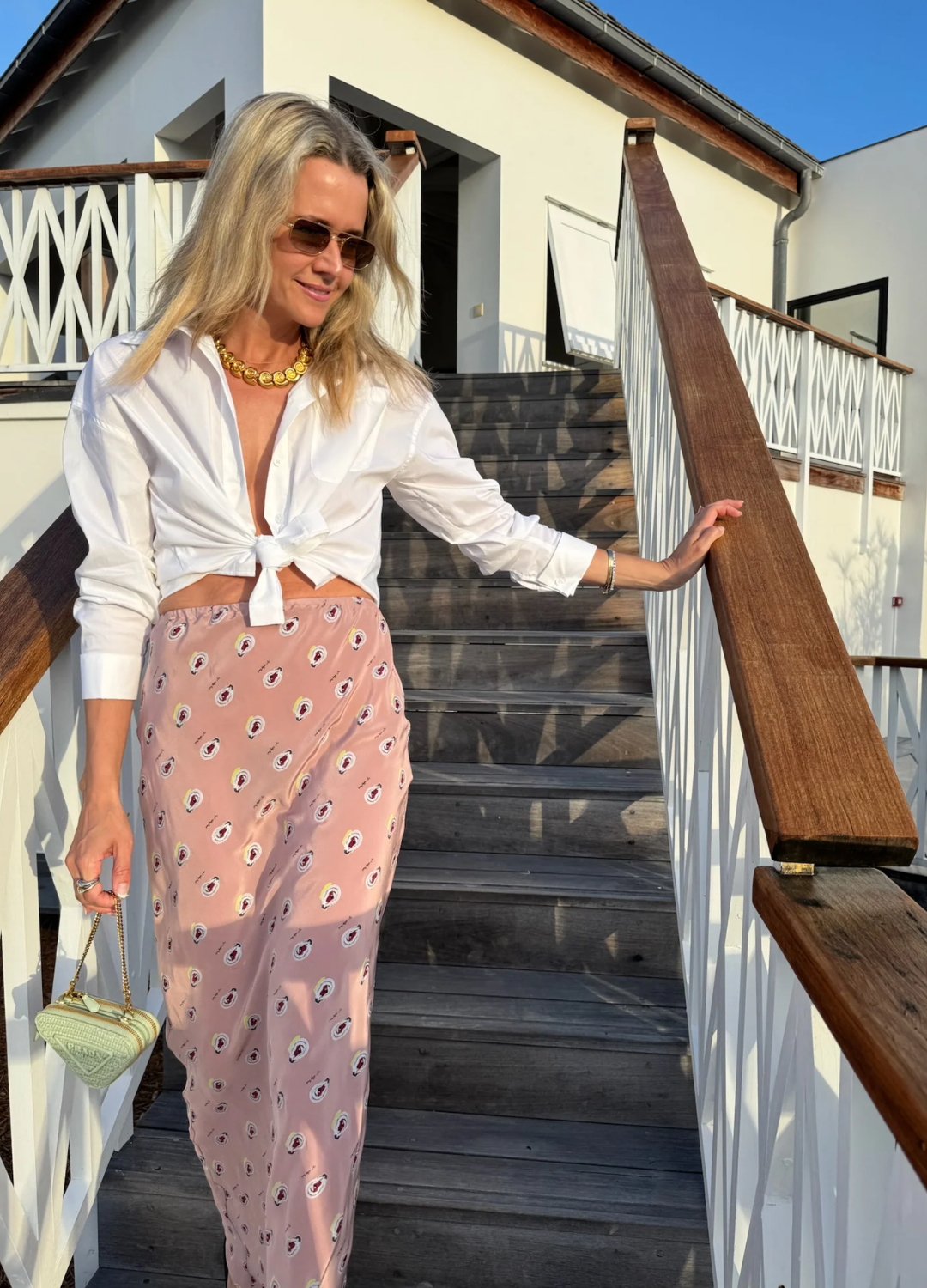 MASON by MASON'S DAUGHTER | Esme Skirt, Rose Oyster Printed Silk Crepe de Chine