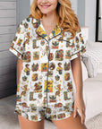 Vintage Cowgirl Collage Western Satin Ruffle Pajama Set