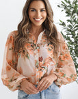 Floral Puff Sleeve Collared Shirt