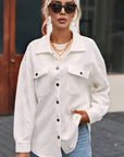 Rosalie Textured Flap Pocket Buttoned Shacket
