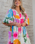 Iyla Floral Split Neck Babydoll Dress