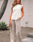 Ivy Lace Patchwork Cap Sleeve Round Neck Top
