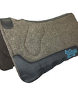 Gray Wool Saddle Pad with Black Leather & Turquoise Stitching