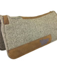 Natural Beige 100% Pressed Wool Saddle Pad with Blue Stitching