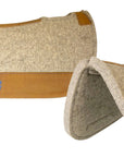 Natural Beige 100% Pressed Wool Round Saddle Pad with Blue Stitching