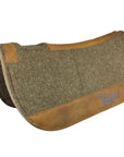 Chocolate Grey 100% Pressed Wool Round Saddle Pad with Blue Stitching