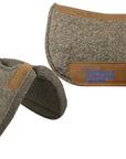 Chocolate Grey 100% Pressed Wool Round Saddle Pad with Blue Stitching