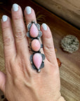 Long Ring -adjustable - pink conch and sterling silver III