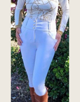 White Silicone grip Show breeches with Belt Loops