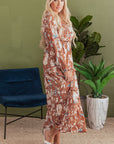 Floral Shirred Square Neck Maxi Dress