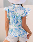 Tiana Floral Ruffle Sleeve Button Up