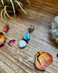 2 stone Pendant - Golden Hill turquoise, White Buffalo & Sterling Silver