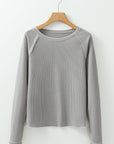 Daisy Textured Round Neck Long Sleeve Top