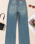 Amyra Double Button Patch Pocket Flare Leg Jeans