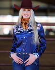 TUCSON NAVY SATIN PERFORMANCE RODEO SHIRT