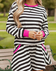Stripe Contrast Ribbed Top and Shorts Set