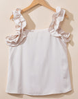 Solid Ruffle Trim Sleeveless Top