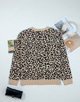 Leopard Drop Shoulder Chunky Cardigan Sweater