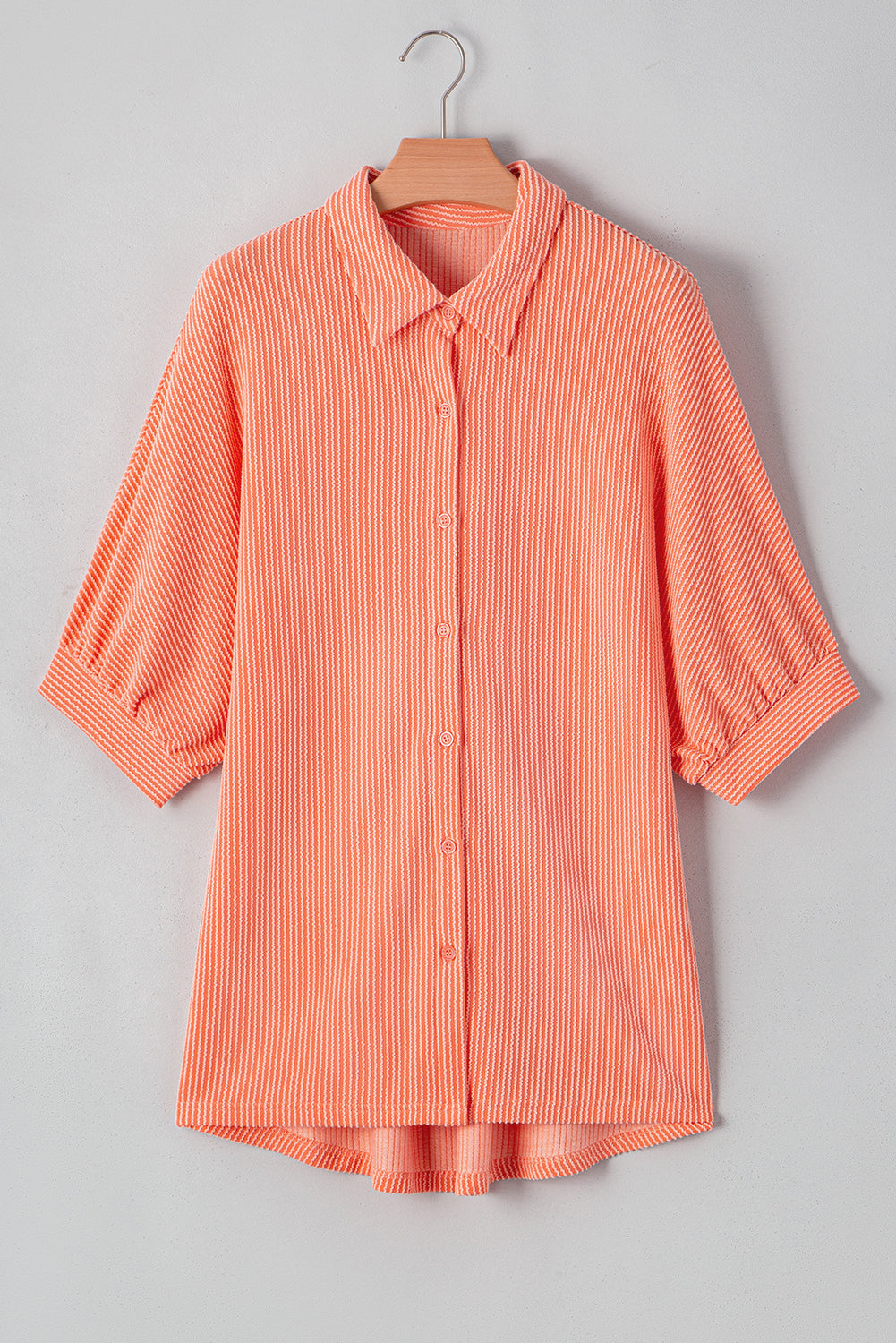 Mylah Corded Half Sleeve Button Up Loose Shirt