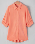 Mylah Corded Half Sleeve Button Up Loose Shirt