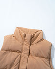 Solid Zip-Up Pocketed Puffer Vest
