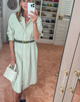 MASON'S DAUGHTER Miller Dress, Seafoam and Ivory Striped