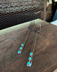 Genuine Turquoise Cake Forks (set of 2) - Wedding Cake Fork| Boles Silver
