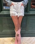 Pure White Distressed Denim Shorts