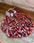 BE BOLD - 22-Inch Spiny Oyster & Wampum Statement Necklace with Sterling Silver Pearls