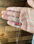Bar Necklace Pink Dahlia & Sterling Silver