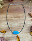 Sterling Silver Choker with Turquoise Pendant – 13”