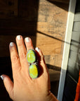 2 Stone - adjustable kingman turquoise ring and sterling silver